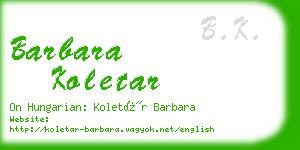 barbara koletar business card